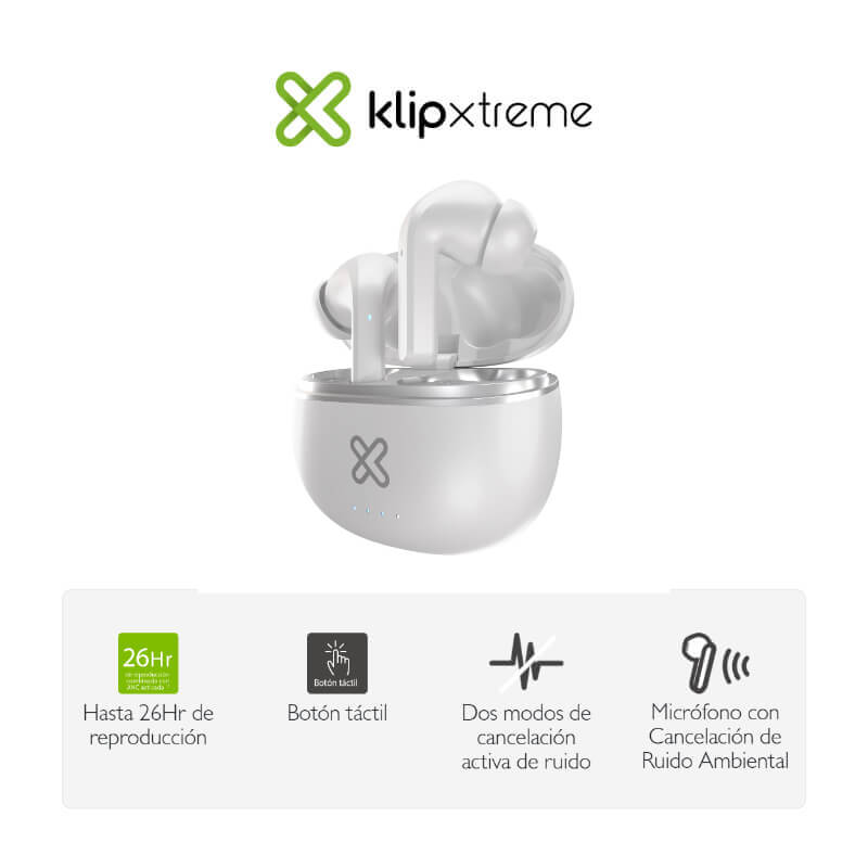 Audífonos Klip Xtreme Bluetooth In-ear EdgebudsPro con Micrófono Blanco