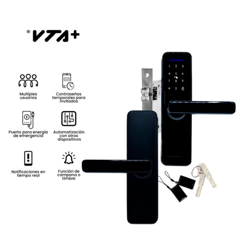 Cerradura Inteligente VTA+ Vertex Apertura con Tarjeta, Pin, App Smart Home WiFi