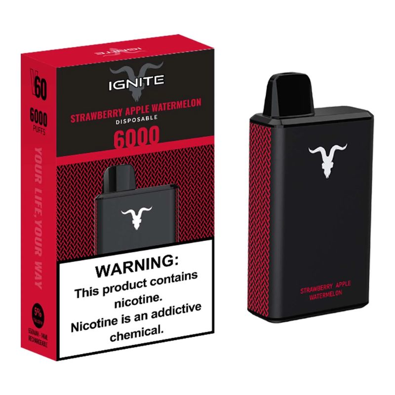 Vape Electrónico Ignite V60 puffs 6000 Nic 5g Strawberry Apple Watermelon