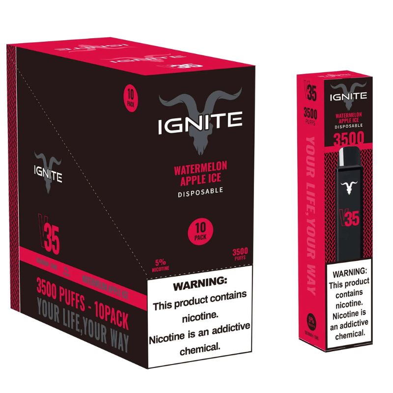 Vape Electrónico Ignite V35 3500 Puffs Nic 5g Watermelon Apple Ice