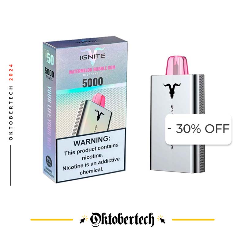 Vape Electrónico Ignite V50 5000 Puffs Nic 5g Watermelon Bubble Gum