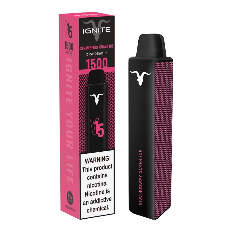 Vape Electronico Ignite V15 1500 Puffs Nic 5g Strawberry Guava Ice