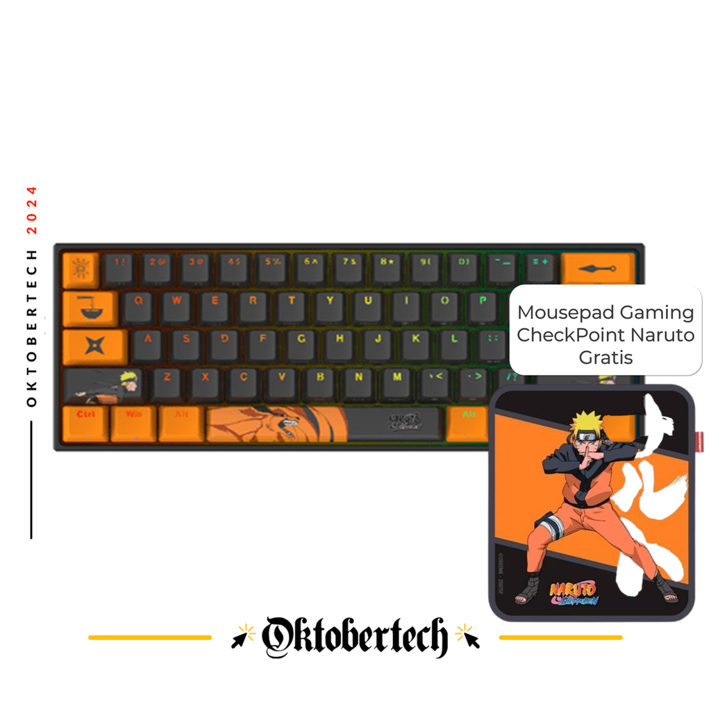 Teclado Gaming Mecánico Alámbrico Checkpoint Naruto KX-400 RGB Edición Naruto