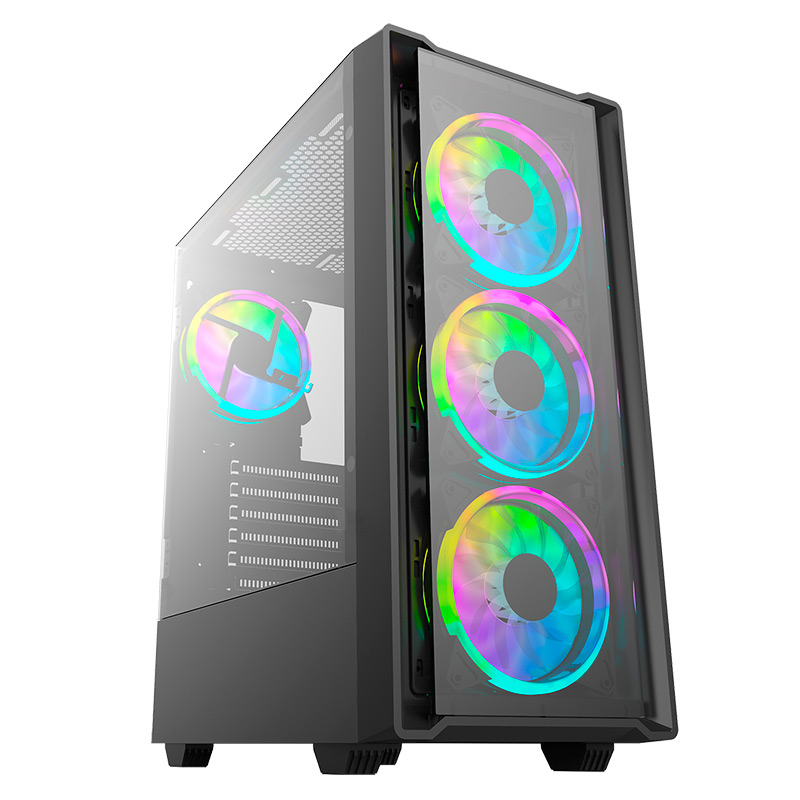 Case Gaming CheckPoint GForce-550 Media Torre Vidrio Templado ATX Negro (Sin Fuente)